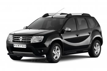 Защита порогов вогнутая из трубы Ø63 Petroil Tuning Nissan Terrano  D10 (2013-2022), Renault Duster  HS (2010-2021) (Серебристый (Искра) ППК)