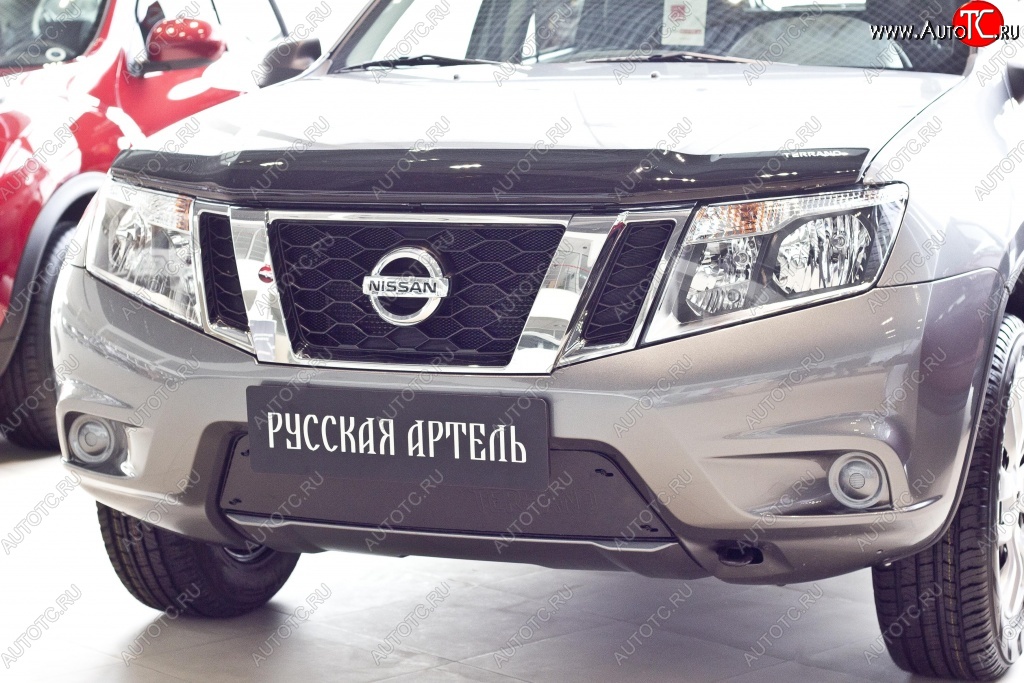 1 239 р. Зимняя заглушка решетки переднего бампера РА  Nissan Terrano  D10 (2013-2022) дорестайлинг, рестайлинг  с доставкой в г. Керчь