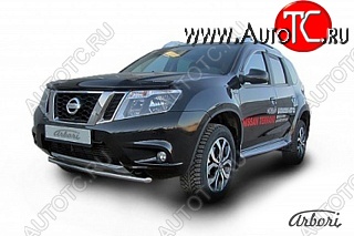 8 729 р. Защита переднего бампера Arbori (нержавейка, 1 труба d42 mm). Nissan Terrano D10 рестайлинг (2016-2022)  с доставкой в г. Керчь