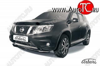 7 199 р. Защита переднего бампера Arbori (черная, 1 труба d57 mm). Nissan Terrano D10 дорестайлинг (2013-2016)  с доставкой в г. Керчь