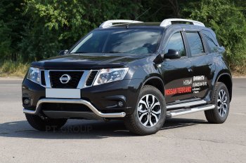 18 249 р. Защита переднего бампера Petroil Tuning (d63, волна)  Nissan Terrano  D10 (2013-2022) дорестайлинг, рестайлинг (Нержавеющая полированная сталь)  с доставкой в г. Керчь. Увеличить фотографию 2