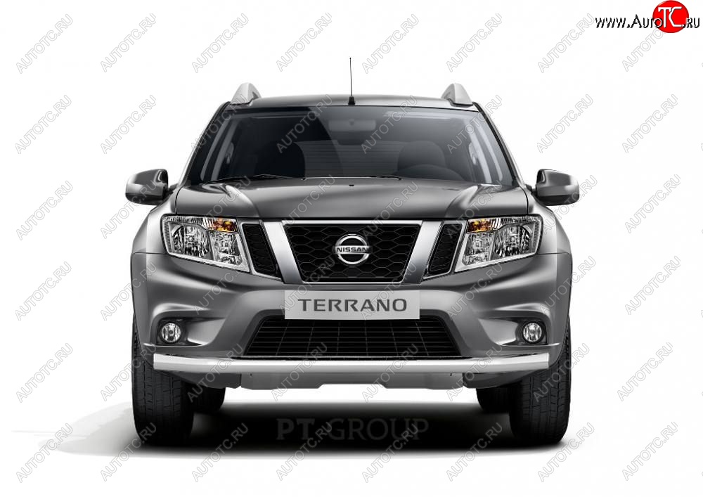 16 449 р. Защита переднего бампера (одинарная, Ø63 мм) Petroil Tuning  Nissan Terrano  D10 (2013-2022), Renault Duster  HS (2010-2021) (Нержавеющая полированная сталь)  с доставкой в г. Керчь