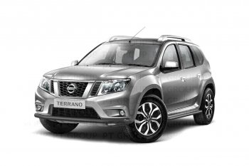 4 349 р. Защита переднего бампера (одинарная, Ø63 мм) Petroil Tuning  Nissan Terrano  D10 (2013-2022), Renault Duster  HS (2010-2021) (Серебристый (Искра))  с доставкой в г. Керчь. Увеличить фотографию 2