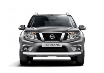 4 349 р. Защита переднего бампера (одинарная, Ø63 мм) Petroil Tuning  Nissan Terrano  D10 (2013-2022), Renault Duster  HS (2010-2021) (Серебристый (Искра))  с доставкой в г. Керчь. Увеличить фотографию 3