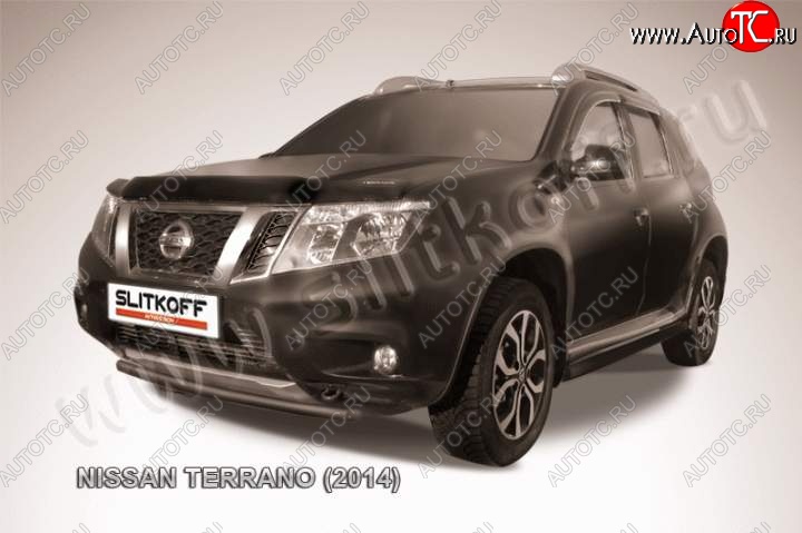 6 199 р. Защита переднего бампер Slitkoff Nissan Terrano D10 дорестайлинг (2013-2016) (Цвет: серебристый)  с доставкой в г. Керчь