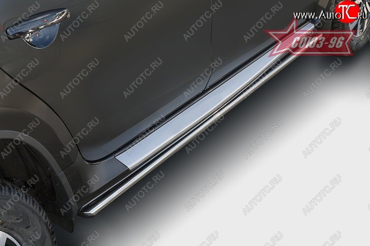 13 094 р. Защита порогов из овальной трубы Souz-96 (d75х42) Nissan Terrano D10 дорестайлинг (2013-2016)  с доставкой в г. Керчь