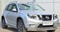70 999 р. Защита порогов из круглой трубы диаметром 63 мм Russtal Nissan Terrano D10 дорестайлинг (2013-2016) (Защита порогов с со скосами на торцах (вариант 1))  с доставкой в г. Керчь. Увеличить фотографию 3