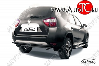 7 019 р. Защита заднего бампера Arbori (черная, 1 труба d42 mm). Nissan Terrano D10 дорестайлинг (2013-2016)  с доставкой в г. Керчь