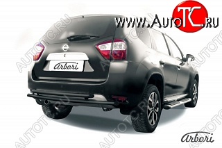 7 019 р. Защита заднего бампера Arbori (черная, 2 трубы d42 mm). Nissan Terrano D10 дорестайлинг (2013-2016)  с доставкой в г. Керчь