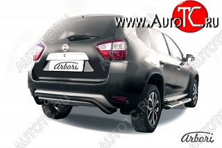 10 849 р. Защита заднего бампера Arbori (скоба, черная, 1 труба d57 mm). Nissan Terrano D10 дорестайлинг (2013-2016)  с доставкой в г. Керчь