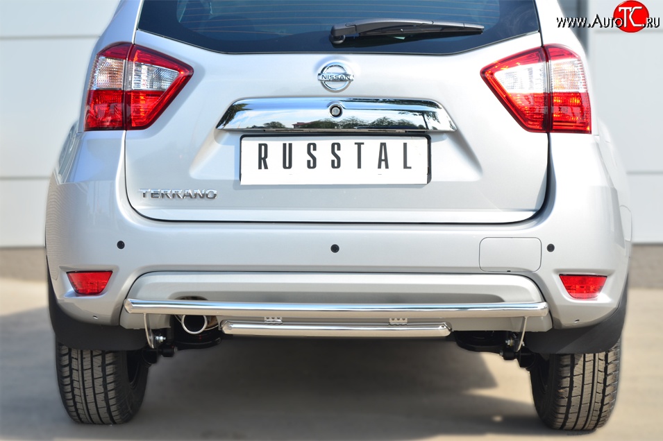 15 899 р. Защита заднего бампера (2 трубы Ø42 мм, нержавейка) SLITKOFF  Nissan Terrano  D10 (2013-2022) дорестайлинг, рестайлинг  с доставкой в г. Керчь