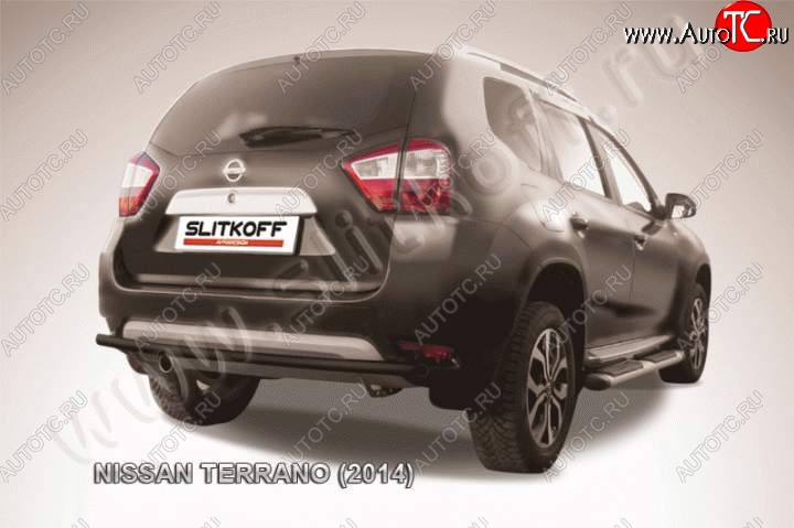 5 299 р. Защита задняя Slitkoff  Nissan Terrano  D10 (2013-2022) дорестайлинг, рестайлинг (Цвет: серебристый)  с доставкой в г. Керчь