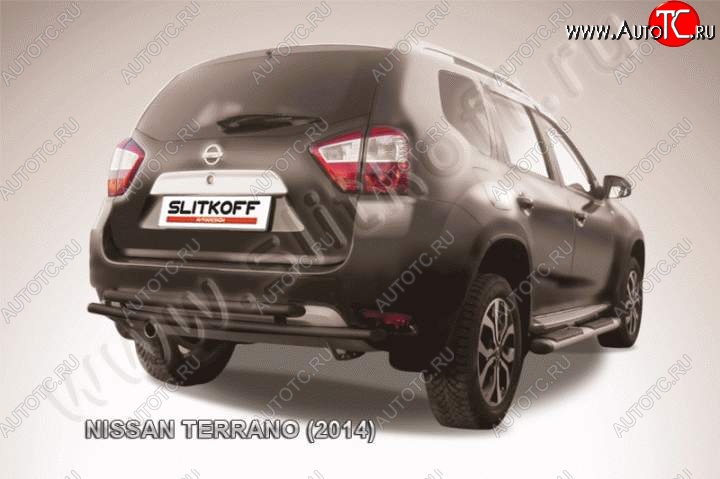 5 749 р. Защита задняя Slitkoff  Nissan Terrano  D10 (2013-2022) дорестайлинг, рестайлинг (Цвет: серебристый)  с доставкой в г. Керчь