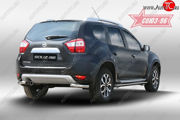 9 584 р. Защита заднего бампера из боковых уголков Souz-96 (d60) Nissan Terrano D10 дорестайлинг (2013-2016)  с доставкой в г. Керчь