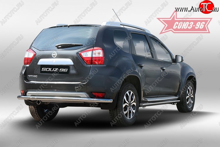 9 809 р. Защита заднего бампера Souz-96 (d60) Nissan Terrano D10 дорестайлинг (2013-2016)  с доставкой в г. Керчь