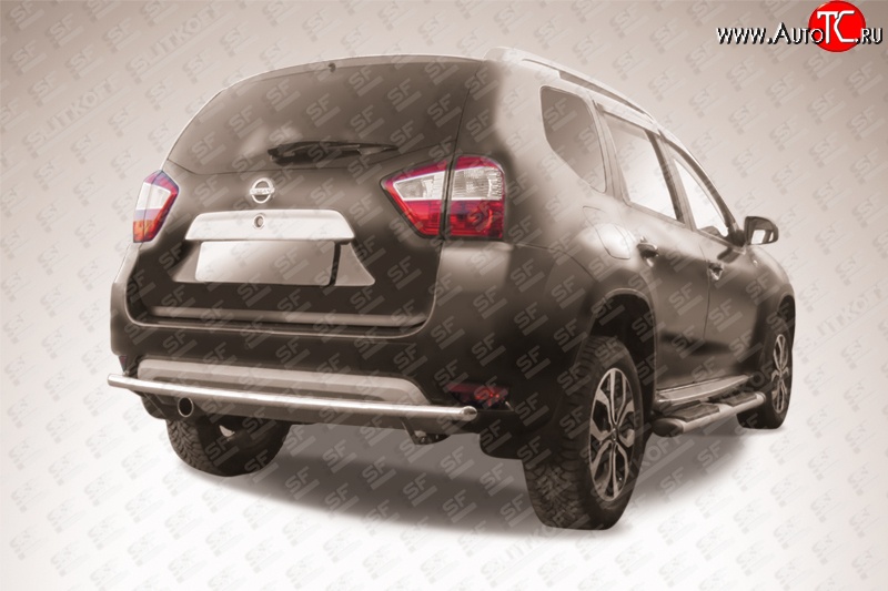 7 549 р. Одинарная защита заднего бампера из трубы диаметром 42 мм Slitkoff  Nissan Terrano  D10 (2013-2022) дорестайлинг, рестайлинг (Цвет: нержавеющая полированная сталь)  с доставкой в г. Керчь