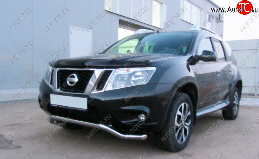 10 449 р. Защита переднего бампера Slitkoff (Ø 57, волна)  Nissan Terrano  D10 (2013-2022) дорестайлинг, рестайлинг (Нержавеющая сталь)  с доставкой в г. Керчь