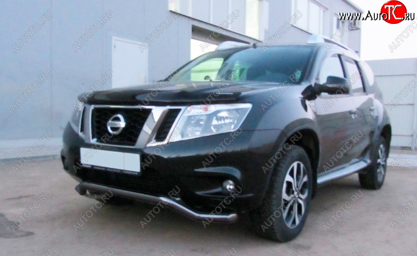 7 299 р. Защита переднего бампера Slitkoff (Ø 57, волна). Nissan Terrano D10 дорестайлинг (2013-2016) (Сталь с полимерным покрытием. Цвет: черный)  с доставкой в г. Керчь