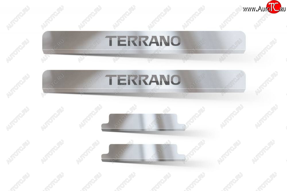 2 499 р. Пороги накладки в проем дверей Petroil Tuning Nissan Terrano D10 дорестайлинг (2013-2016) (Нержавеющая полированная сталь)  с доставкой в г. Керчь