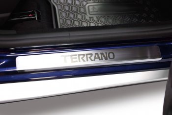 2 499 р. Пороги накладки в проем дверей Petroil Tuning Nissan Terrano D10 дорестайлинг (2013-2016) (Нержавеющая полированная сталь)  с доставкой в г. Керчь. Увеличить фотографию 2