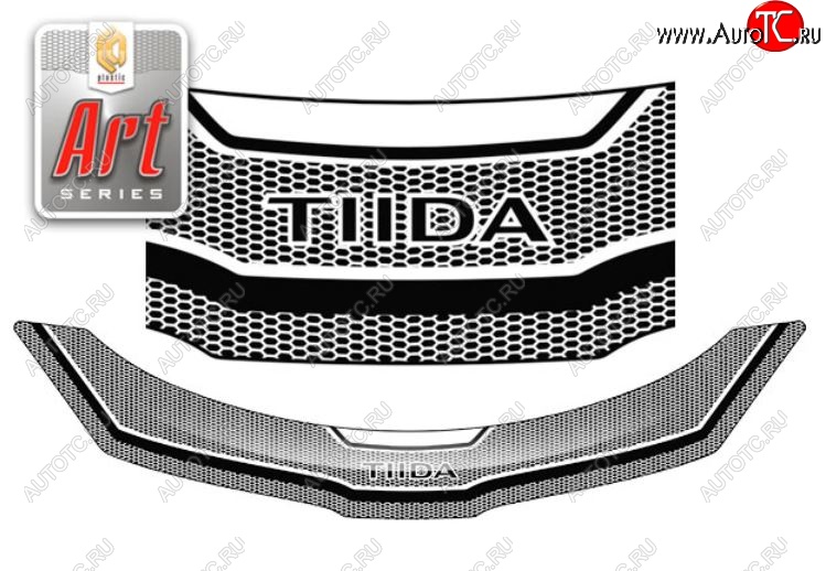 2 399 р. Дефлектор капота CA-Plastiс  Nissan Tiida  1 хэтчбэк (2004-2007) C11 дорестайлинг, Япония (серия Art черная)  с доставкой в г. Керчь