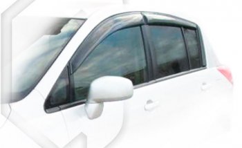 Дефлектора окон (правый руль) CA-Plastiс Nissan Tiida 1 хэтчбэк C11 дорестайлинг, Япония (2004-2007) (Classic полупрозрачный, Без хром.молдинга)