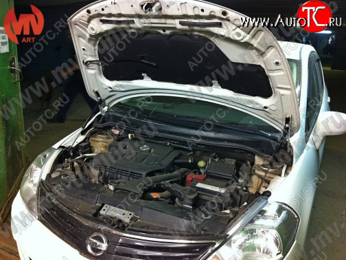 4 099 р. Упор капота MV-Tuning (двойной) Nissan Tiida 1 хэтчбэк C11 дорестайлинг, Япония (2004-2007)  с доставкой в г. Керчь
