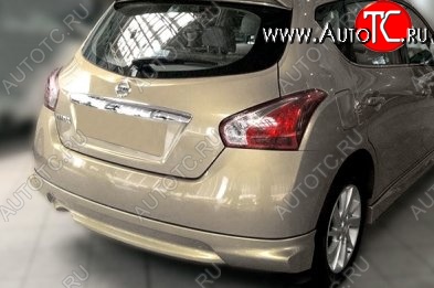 11 449 р. Накладка на задний бампер CT Nissan Tiida 2 хэтчбек C12 (2011-2019) (Неокрашенная)  с доставкой в г. Керчь