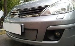 1 539 р. Сетка на бампер Russtal (хром) Nissan Tiida 1 седан C11 рестайлинг (2010-2014)  с доставкой в г. Керчь. Увеличить фотографию 2