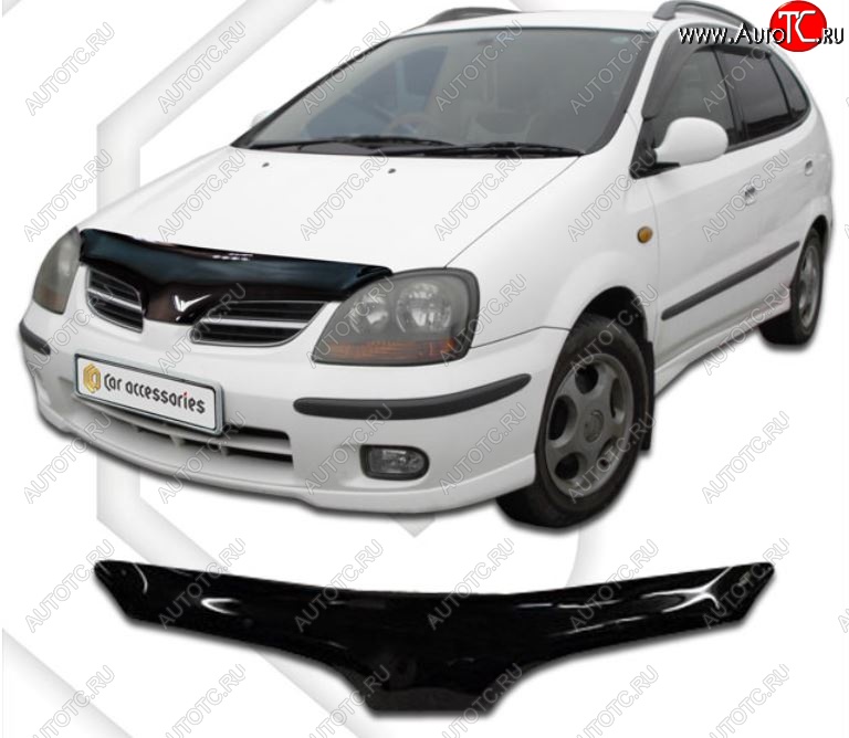 1 999 р. Дефлектор капота CA-Plastic  Nissan Tino (1998-2003) V10 доресталийнг (Classic черный, Без надписи)  с доставкой в г. Керчь