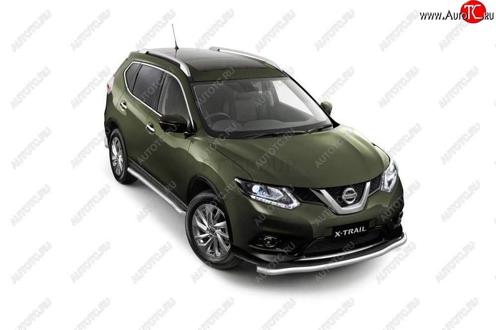 22 899 р. Защита порогов вогнутая из трубы Ø63 Petroil Tuning  Nissan X-trail  3 T32 (2013-2022) дорестайлинг, рестайлинг (Нержавеющая полированная сталь)  с доставкой в г. Керчь