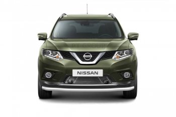 Накладка на решетку переднего бампера Petroil Tuning Nissan X-trail  3 T32 (2013-2018) дорестайлинг (С парктроником)