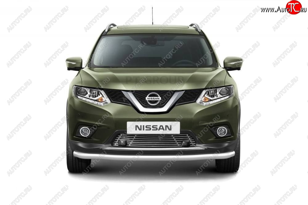 3 099 р. Накладка на решетку переднего бампера Petroil Tuning  Nissan X-trail  3 T32 (2013-2018) дорестайлинг (С парктроником)  с доставкой в г. Керчь