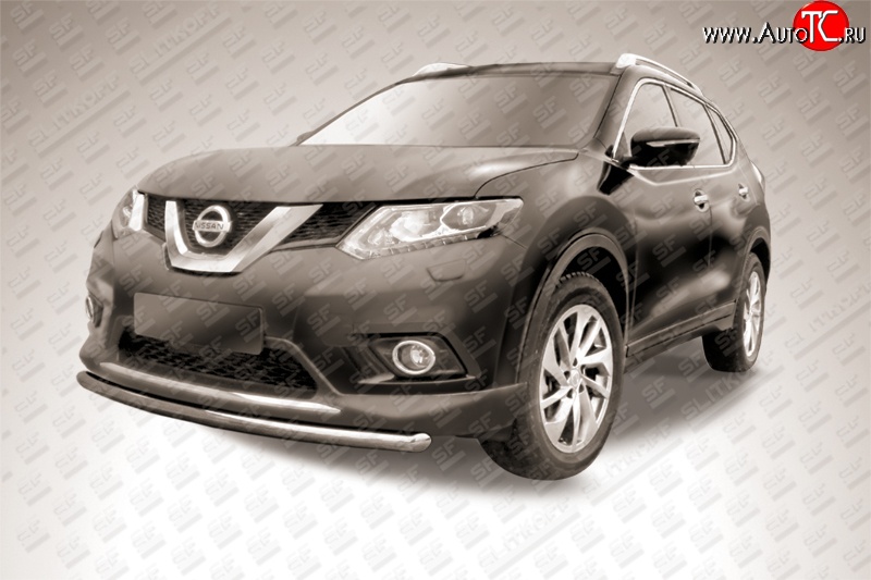 9 999 р. Защита переднего бампера из короткой трубы диаметром 57 мм Slitkoff Nissan X-trail 3 T32 дорестайлинг (2013-2018) (Цвет: нержавеющая полированная сталь)  с доставкой в г. Керчь