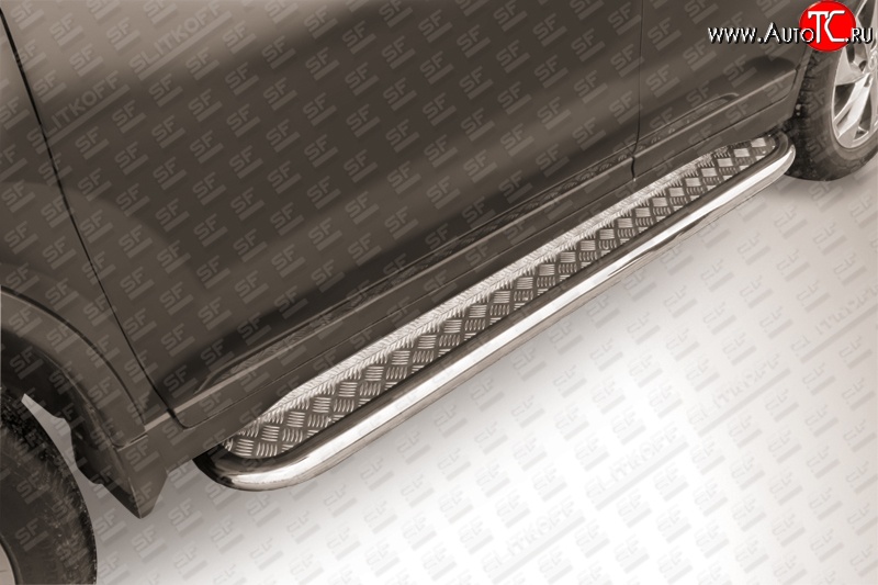15 349 р. Широкая защита порогов Slitkoff  Nissan X-trail  3 T32 (2013-2018) дорестайлинг (Цвет: нержавеющая полированная сталь)  с доставкой в г. Керчь