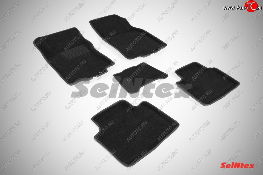 5 449 р. Износостойкие коврики в салон SeiNtex Premium 3D 4 шт. (ворсовые, черные) Nissan X-trail 3 T32 рестайлинг (2017-2022)  с доставкой в г. Керчь