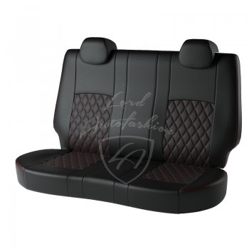 9 449 р. Чехлы для сидений Lord Autofashion Турин Ромб (экокожа) Nissan X-trail 3 T32 дорестайлинг (2013-2018) (Черный, вставка черная, строчка красная)  с доставкой в г. Керчь. Увеличить фотографию 2