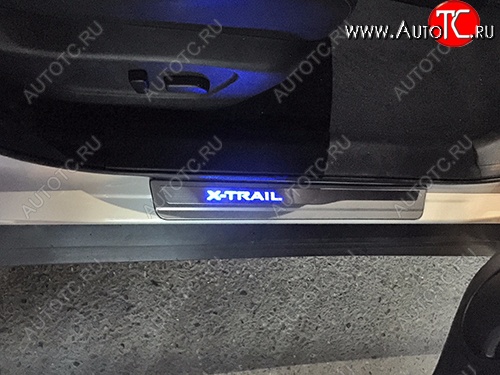 4 399 р. Накладка порога двери нерж. Nissan X-Trail 2014+ Nissan X-trail 3 T32 рестайлинг (2017-2022)  с доставкой в г. Керчь