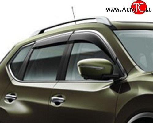 2 499 р. Комплект дефлекторов окон SkyLine (хром молдинг) Nissan X-trail 3 T32 рестайлинг (2017-2022)  с доставкой в г. Керчь