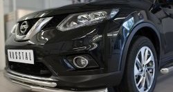 16 599 р. Защита переднего бампера (2 трубыØ63 и 42 мм, нержавейка) SLITKOFF  Nissan X-trail  3 T32 (2013-2018) дорестайлинг  с доставкой в г. Керчь. Увеличить фотографию 2