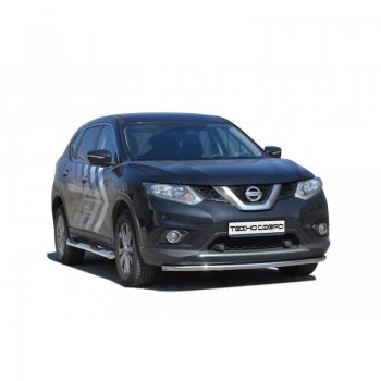 Защита переднего бампера (нержавейка, d63.5 mm) ТехноСфера (Техно Сфера) Nissan X-trail  3 T32 (2013-2018) дорестайлинг