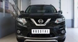 Защита переднего бампера (Ø42 мм волна, нержавейка) SLITKOFF Nissan X-trail  3 T32 (2013-2018) дорестайлинг