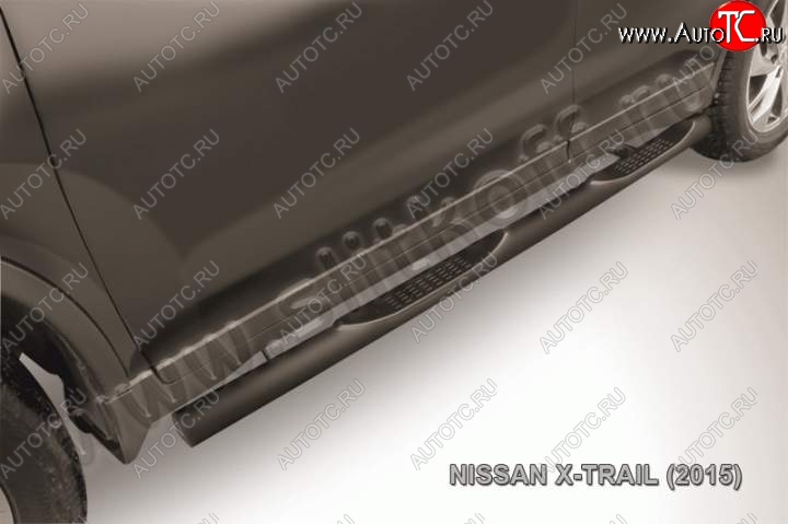 12 399 р. Защита порогов Slitkoff  Nissan X-trail  3 T32 (2017-2022) рестайлинг (Цвет: серебристый)  с доставкой в г. Керчь