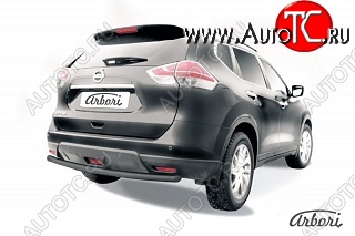 5 399 р. Защита заднего бампера Arbori (уголки, черная, 1 труба d57 mm). Nissan X-trail 3 T32 рестайлинг (2017-2022)  с доставкой в г. Керчь