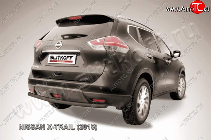 7 599 р. Защита задняя Slitkoff Nissan X-trail 3 T32 рестайлинг (2017-2022) (Цвет: серебристый)  с доставкой в г. Керчь