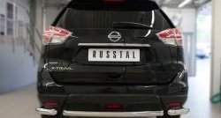 Одинарная защита заднего бампера из трёх труб диаметром 63 мм SLITKOFF Nissan X-trail  3 T32 (2017-2022) рестайлинг