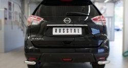 Защита заднего бампера (Ø63 мм уголки, нержавейка) SLITKOFF Nissan X-trail  3 T32 (2017-2022) рестайлинг