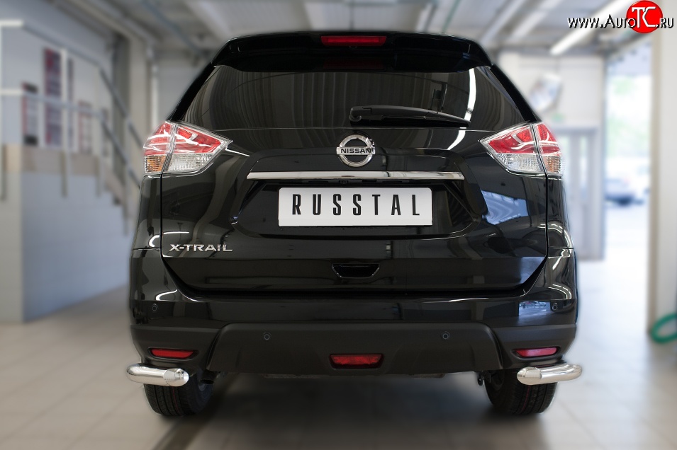 13 999 р. Защита заднего бампера (Ø63 мм уголки, нержавейка) SLITKOFF  Nissan X-trail  3 T32 (2017-2022) рестайлинг  с доставкой в г. Керчь