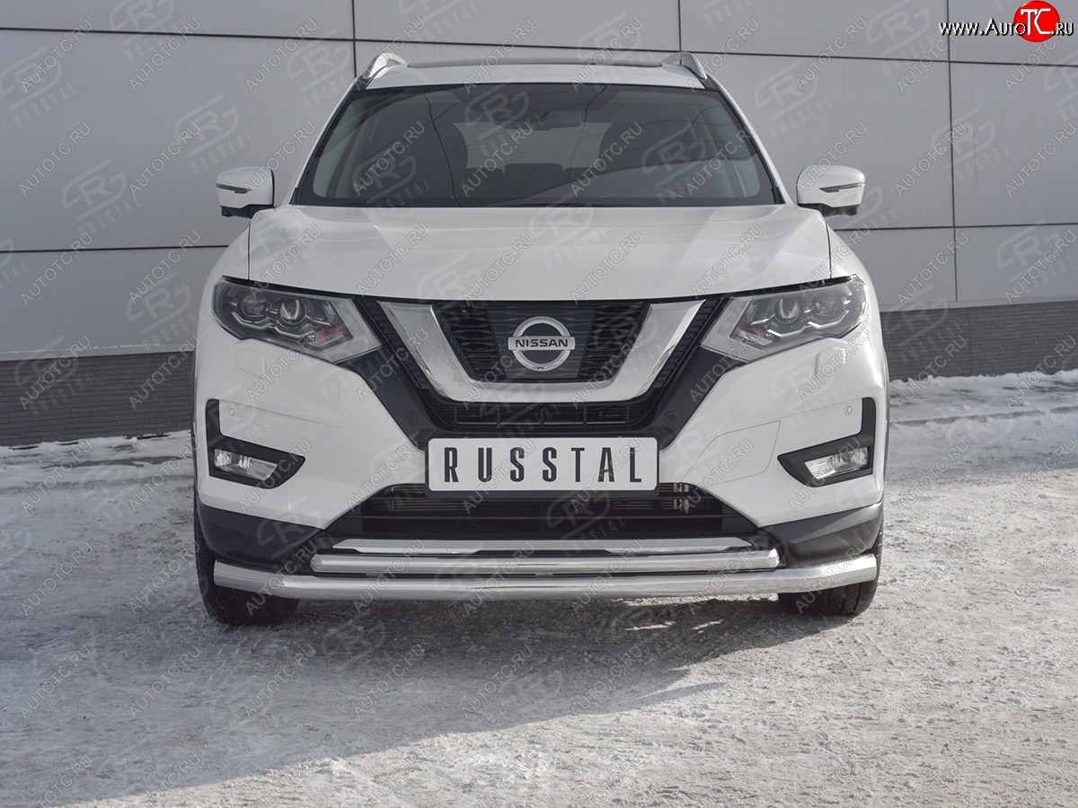17 949 р. Защита переднего бампера (Ø63 и 42 мм)  Nissan X-trail  3 T32 (2013-2018) дорестайлинг  с доставкой в г. Керчь