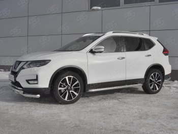 22 599 р. Защита переднего бампера (Ø63 мм с клыками, нержавейка) SLITKOFF  Nissan X-trail  3 T32 (2013-2018) дорестайлинг  с доставкой в г. Керчь. Увеличить фотографию 2